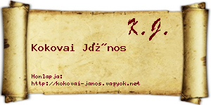 Kokovai János névjegykártya