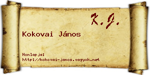 Kokovai János névjegykártya